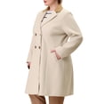 thumbnail image 4 of Abrigo de invierno de doble botonadura con solapa de muesca para mujeres de tallas grandes Agnes Orinda, con bolsillos, 2X color crema blanco, 4 of 7