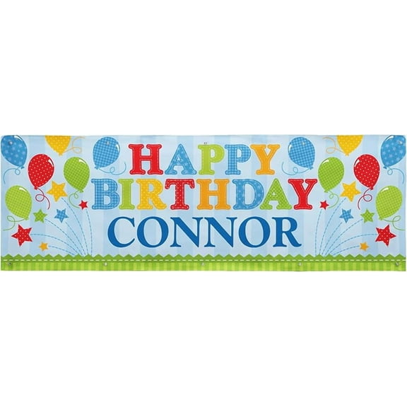 Let's Make Memories Personalized Birthday Banner - Birthday Party Decoration - Customized Banner - Celebration - Any Text - Indoor/Outdoor Vinyl - Fireworks - 6 Ft.