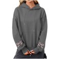 thumbnail image 4 of Fashion Hoodie for Womens Plus Size Pullover Casual Printed Round Neck Long Sleeved Loose Hooded Sweatshirts, 4 of 5