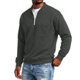 thumbnail image 4 of Trgacdwlo Men's Half Zip Fleece Sweatshirt Fuzzy Long Sleeve Men's Pullover Shirts Solid Color Fall Winter Warm Cotton Sweatshirts for Men with Pocket M, 4 of 6