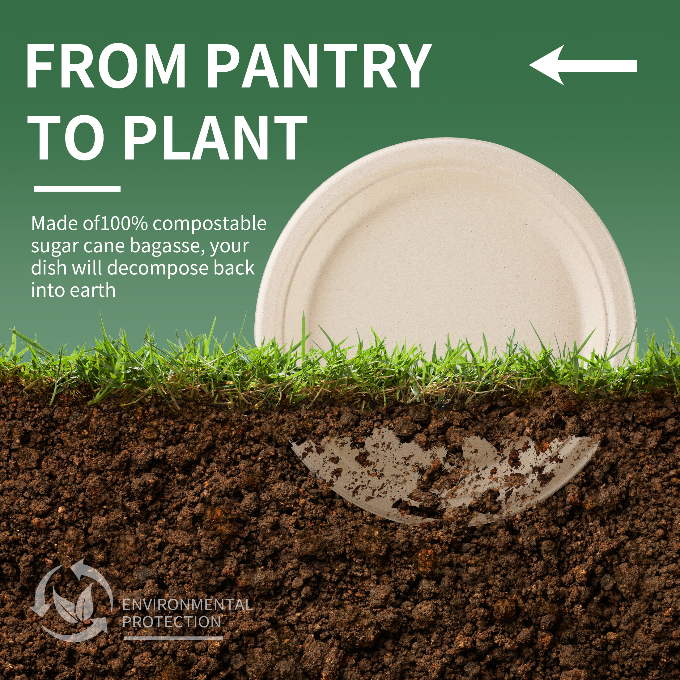 GPED 9" Compostable Bagasse Paper Plates, 125 Count photo 6