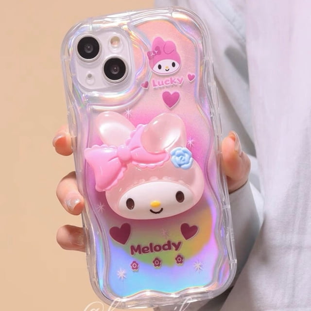 Funda de teléfono 3D Sanrio Melody Cinnamoroll Pom Purin para Iphone 11 12 13 14 Pro Max Mini X Xs Xr 7 8 Plus SE, funda transparente Fivean unisex