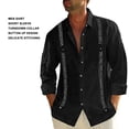 thumbnail image 2 of Camisa Casual ANGGREK para Hombre Diseño con Botones Tacto Cómodo Cuello Descubierto Manga Corta Negro, 2 of 7