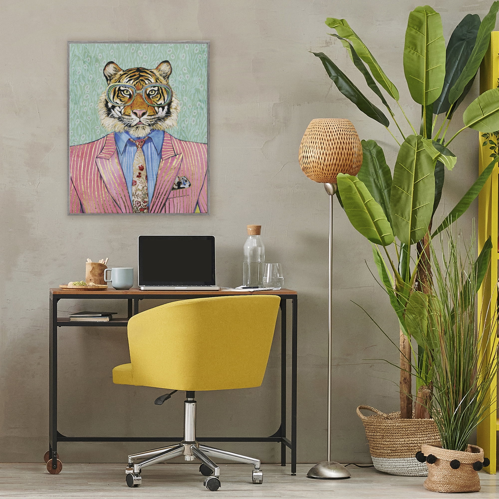 Stupell Industries Sharp Tiger Outfit Gray Framed Giclee Art, design by Svetlana Aleynikova