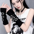 thumbnail image 7 of Yvsxxv Black Metal Buckle Punk Fingerless Gloves Casual Arm Warmer, 7 of 7