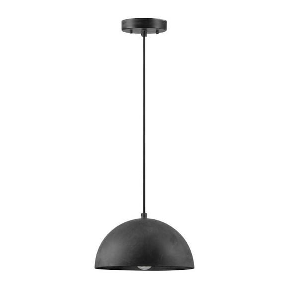 1-Light Pendant Lighting with Concrete-Look Shade and Black Fabric Hanging Cord