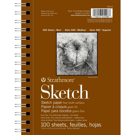 Strathmore Sketch Paper Pad, 400 Series, 100 Sheets, 5.5 in x 8.5 in