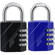 Combination Lock, 4 Digit Combination Padlock Outdoor Waterproof Padlock for School Gym Locker, Sports Locker, Fence, Toolbox, Case, Hasp Storage Etc (Black & Blue 2 Pack)