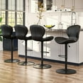 thumbnail image 3 of Waleaf Modern Adjustable Bar Stools Set of 2, Faux Leather Upholstered Swivel Counter Stools, Counter Height Bar Stools with Large Base, 3 of 8