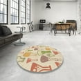 thumbnail image 3 of Ahgly Company Indoor Round Patterned Golden Blonde Gold Area Rugs, 5' Round, 3 of 6