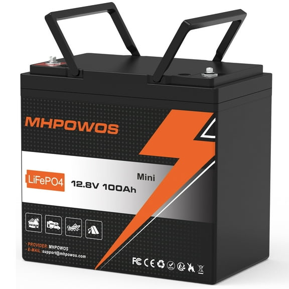 MHPOWOS Mini LiFePO4 Battery 100Ah 12V Grade A Group 22NF Lithium Battery for Rv Marine