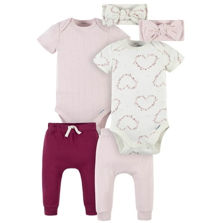 

Modern Moments by Gerber Baby Girl Short Sleeve Bodysuit & Pant Outfit Sets 6-Piece (Newborn-12M)