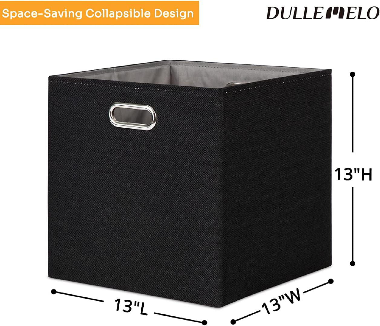 Rebrilliant Navy Linen Cube Organizer Shelf with 4 Storage Bins – Strong Durable Foldable Shelf – Kid Toy Clothes Towels Cubby – Collapsible Bedroom F
