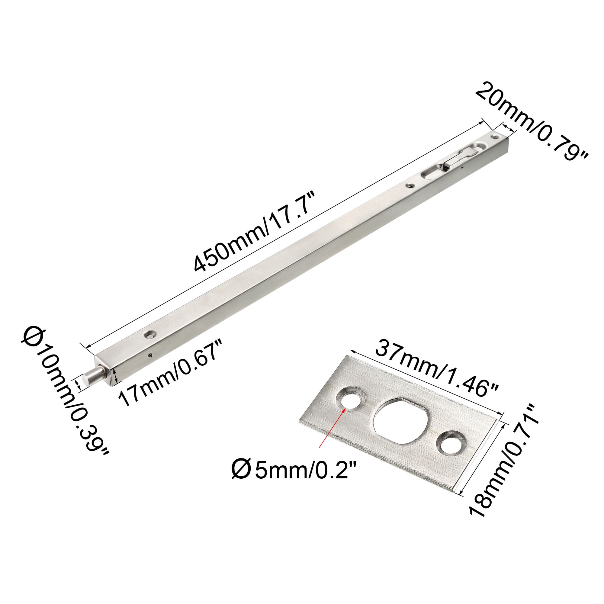 Stainless Steel Door Bolt Concealed Security Hardware Flush Latch Slide Lock