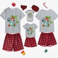 thumbnail image 1 of Pijamas familiares a juego de Navidad Conjuntos de pijamas cortos grises de dinosaurio de Papá Noel de verano de Navidad, 1 of 3