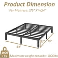 thumbnail image 2 of FSCHOS 12 Inch Full Size Bed Frame, Heavy Duty Metal Platform, No Box Spring Needed, Easy Assembly, Black, 2 of 5