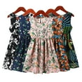 thumbnail image 6 of Girls Cotton Dress for Kids Toddler Sleeveless Casual Sundress Teen Summer Flower Printed Jumper Princess Dress for 3-12Y, 6 of 8
