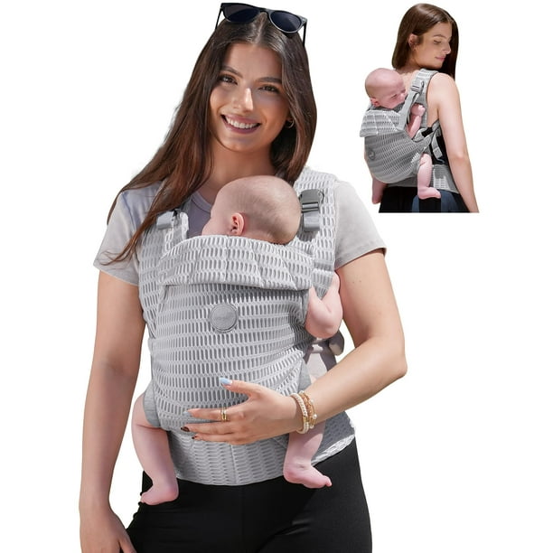 Portabebés GROWNSY de Malla Gris Plata para Recién Nacidos hasta Niños Pequeños