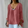 thumbnail image 6 of Holzkary Linen Tops for Women Loose Fit Basic Solid Tunic Tops Flowy Hem Boho Clothing Trendy 2025 Women's Solid Color Loose Plus Size Long Cotton Texture Dress Shirt Watermelon Red Xl, 6 of 6