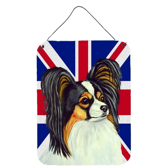 Carolines Treasures LH9503DS1216 Papillon with English Union Jack British Flag Wall or Door Hanging Prints 12WX16H