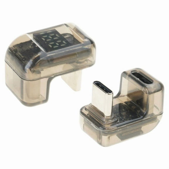 USB Type C 180 Degree Elbow Adapter USB C Adapter with Digital Display, High Power 140W 40Gbps Output,U Shaped Connector