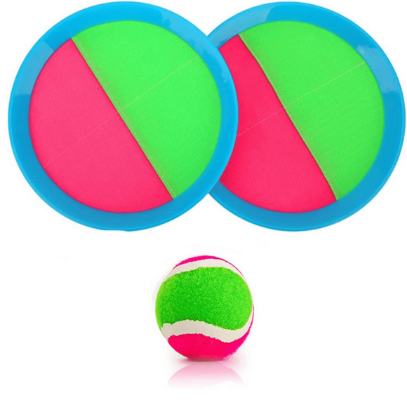 POINTERTECK Toss and Catch Ball Set Catch Game Toys for Kids Beach Toys Paddle Ball Game Set with 2 Paddles and 1 Balls Perfect Outdoor Games Set Playground Sets for Backyards for Kid