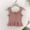 Pink, variant on Girls Sleeveless Vest Ruffle Hem Button Front Crop Tank Top Ribbed Knit Belly Shirt