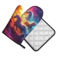 thumbnail image 2 of Vsdgher Dreamy Night Sky White Horse Oven Mitts and Pot Holders 2 pcs Set,High Heat Resistant Kitchen Oven Glove for Baking and Cooking, 2 of 7