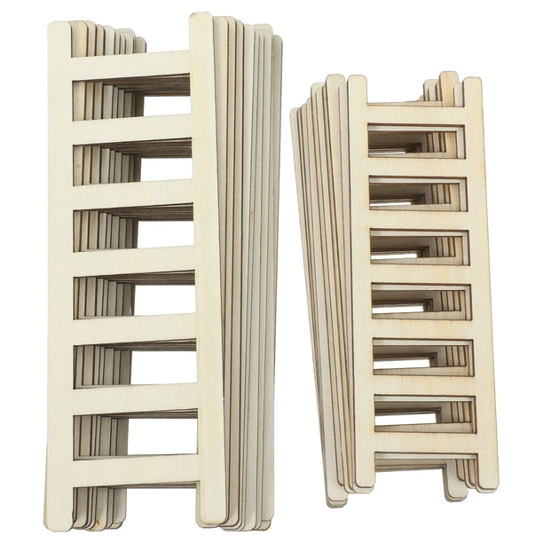 Escalera para casa de muñecas de 20 piezas, muebles de madera en miniatura sin pintar, decoración, Mini adorno para casa
