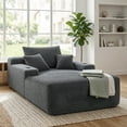 thumbnail image 2 of Muumblus Oversized Chaise Lounge Indoor, Upholstered Lounge Chair with Cup Holders, No Assembly Cloud Sleeper Sofa Bed, Gray Corduroy, 2 of 13