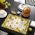 thumbnail image 3 of Sunflower Placemats Set of 12, Farm Botanical Floral Retro Bee Placemats for Dining Table, Place Mats for Kitchen Tabletop, Waterproof Wipeable Dining Table Mats Set, 3 of 9