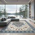 thumbnail image 2 of ODIKA 8'x10' Ultra-Soft Area Rug, Farmhouse Neutral Geometric Lattice Motif Transitional Juniper None Washable, Bare feet friendly, Silk-Touch for Bedroom, Under Sectional, 2 of 7