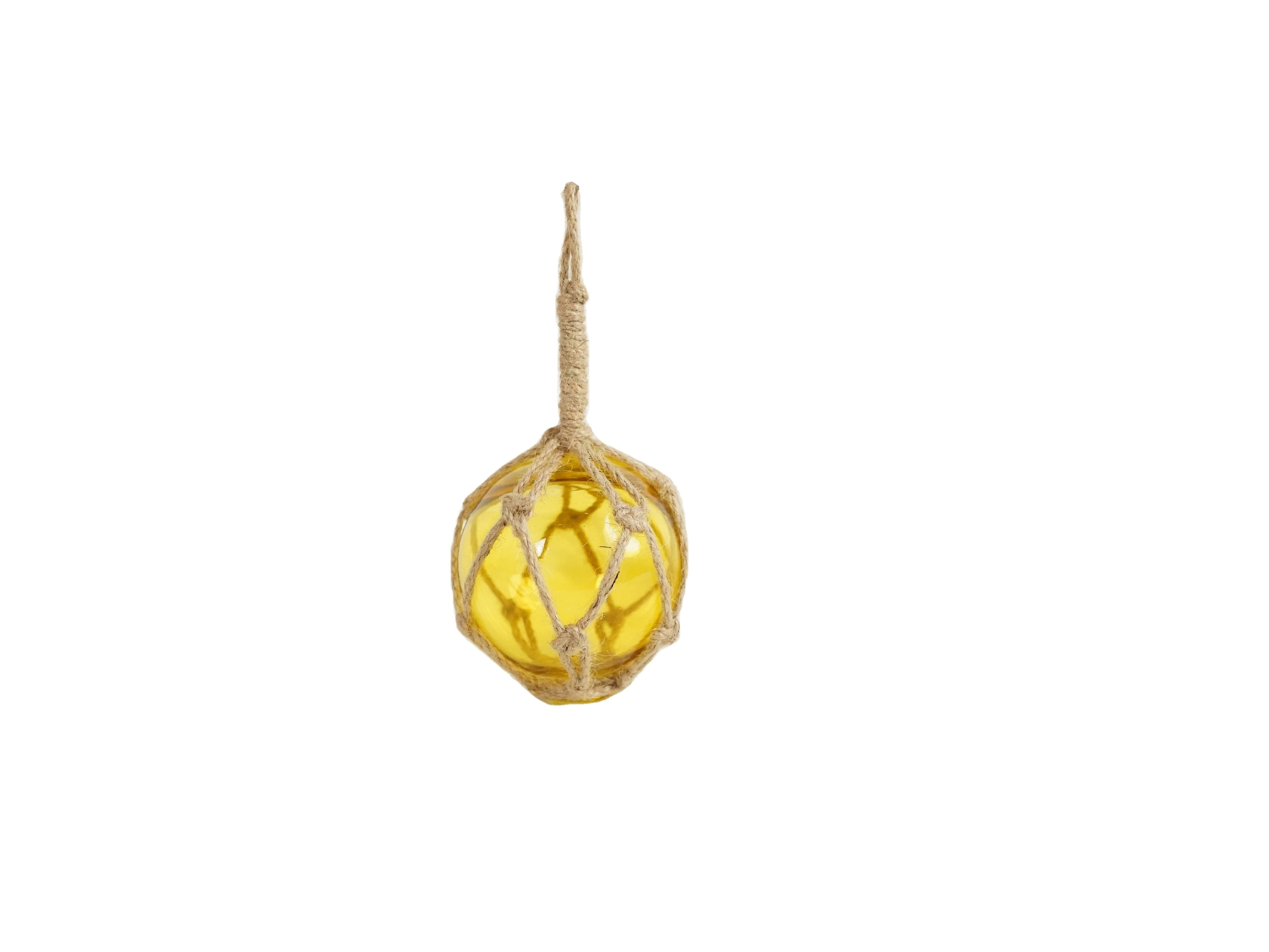 [Pack Of 2] Yellow Japanese Glass Ball Fishing Float With Brown Netting  Decoration 3