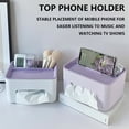thumbnail image 4 of Multifunctional Tissue Box Holder with Phone Stand and Remote Control Storage, Desktop Organizer Featuring Large Opening and Two Compartments, Ideal for Living Room, Office, or Coffee Table Use, 4 of 10