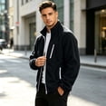 thumbnail image 3 of Men's Full Zip Fleece Jacket Lightweight Warm Soft Polar Jackets Long Sleeve Stand Collar Outdoor Hiking Casual Coat, 3 of 5
