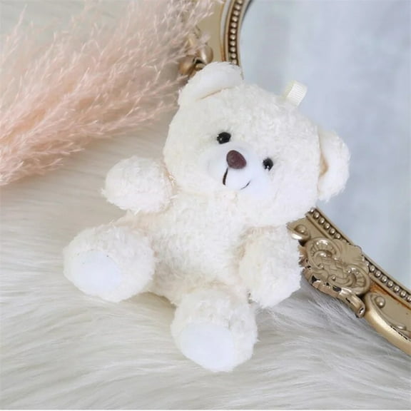 1PCS 10CM Seat Bear Roll Plush Toys Cartoon Mini Bear Doll Stuffed Animal Bag Car Keychain Pendant Doll 4 Colors Available