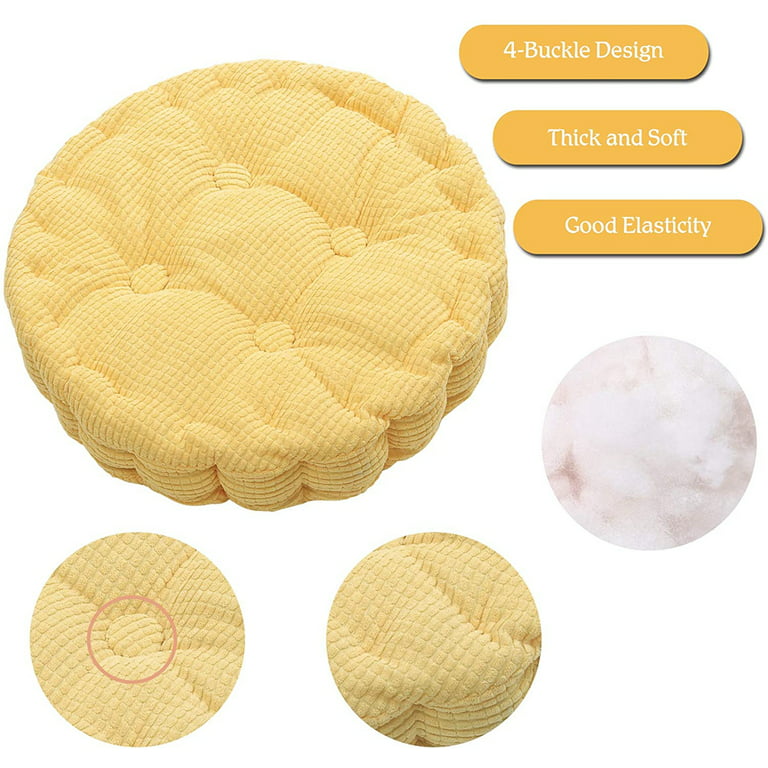 SINGES 20inch Round Chair Cushion Soft Thicken Tufted Corduroy Seat Cushion  Pad for Kitchen Patio Office Desk Chair, Solid Color 