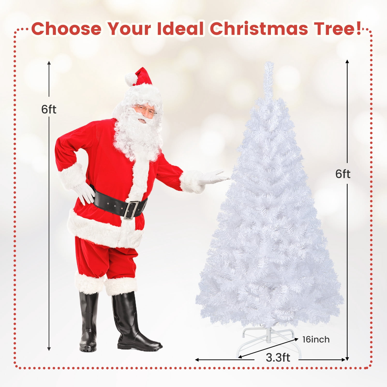 Costway 6Ft Artificial PVC Christmas Tree Stand Indoor Outdoor