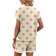 thumbnail image 5 of Domzest Womens 2 Piece Polka Dots Short Sets Short Sleeve Crew Neck Shirts & Elastic Waist Shorts 2026 Summer Lounge Set for Both Homewear and Going Out Yellow XXL, 5 of 5