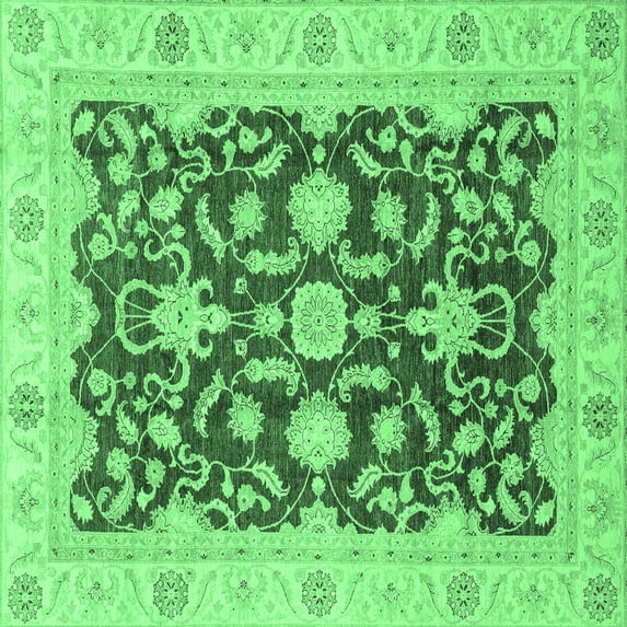 Ahgly Company Indoor Square Oriental Emerald Green Traditional Area Rugs, 6' Square
