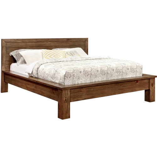 Furniture Of America Fleta Plank Reclaimed Wood Bed Queen Walmart Com Walmart Com