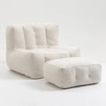 thumbnail image 4 of Fluffy Soft Bean Bag Chair with Ottoman, Comfortable Square Lazy Sofa With Memory Foam, Backrest Accent Sofa Chair For Living Room, Dining Room, Bedroom, Shopping Mall, Corridor, White, 4 of 9