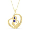 thumbnail image 3 of AFFY Mother's Day Jewelry Gifts Simulated Blue Sapphire Mom Love Heart Pendant Necklace In 14k Yellow Gold Over Sterling Silver, 3 of 5