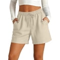 thumbnail image 5 of JUUNthy Womens Cotton Shorts, Daily Wear Comfort Loose Elastic Waist Summer Casual Shorts with Pockets Claret S, 5 of 9
