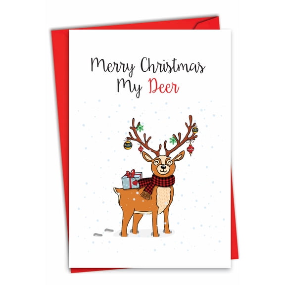 1 Christmas Card with Envelope - Punny Holidays C7122EXSG
