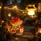 thumbnail image 4 of Luz de jardín de hongos con energía solar, decoración exterior de resina con escena campestre, diseño impermeable y resistente a la intemperie para balcón, césped y porche., 4 of 8