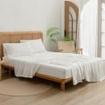 thumbnail image 5 of Sheet Set 100% Washed Cotton Linen Feel Super Soft Comfortable Chic Lightweight 3 Pcs Home Bedding Set Solid Off White Twin, 5 of 14