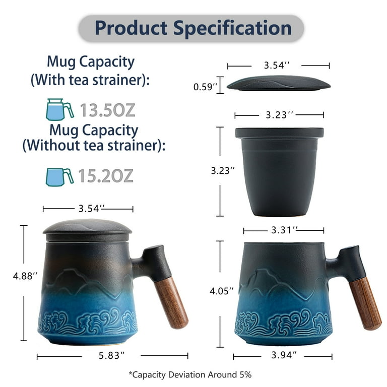 Matsu様　ショドフ　ソーサー Amazon.com: ZENS Tea Cup with Infuser and Lid for Loose Leaf Tea