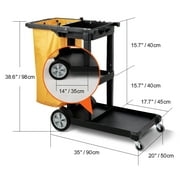 VEVOR Commercial Janitorial Janitor cart 3-Shelf 200 lbs Janitorial Trolley Cleaning Cart with 25 Gallons PVC Bag for Housekeeping Office