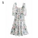 thumbnail image 1 of Vestido Vestido largo informal de algodón de manga media con cuello cuadrado y estampado floral, S AweSitey AP001360-02B, 1 of 7